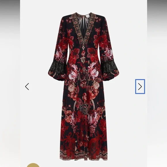 Camilla SISTERHOOD OF THE ROSE
BLOUSON SLEEVE V NECK
DRESS W LACE - Picture 6 of 9